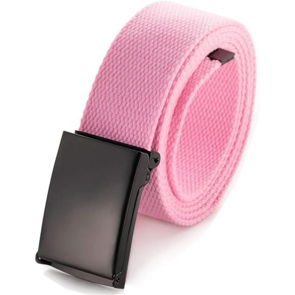 Cut To Fit Canvas Web Belt Size Up to 52" with Flip-Top Solid Black Military Buc - Picture 3 of 7